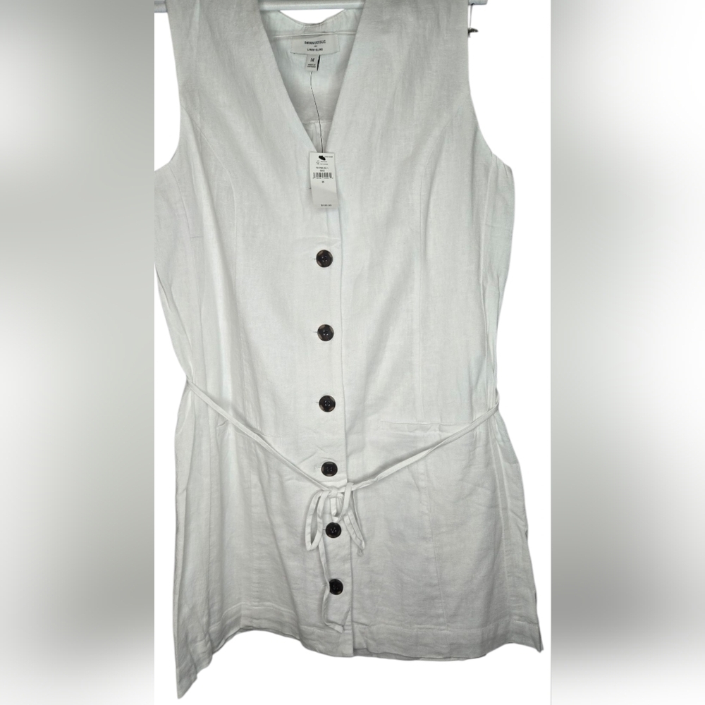NWT Banana Republic Linen-Blend Button-Front Mini Dress - Size M